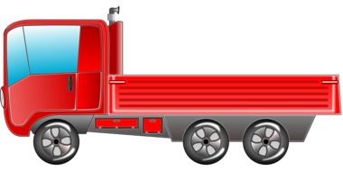 red truck on a white background