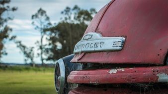 red retro chevrolet truck