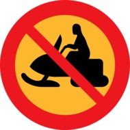 prohibition sign on the passage of snowmobiles