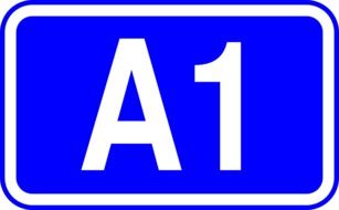 A1, blue road sign