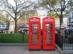 Red telephone boxes in London