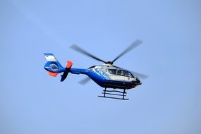 Police helicopter in sky