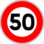 fifty kilometers speed limit sign