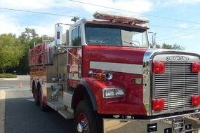 a fire truck is parked