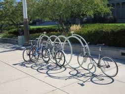 bicycles on parking in city