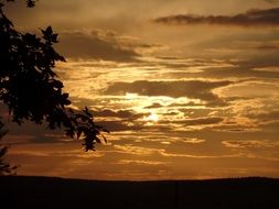 golden romantic sunset over the road