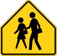 road sign on pedestrians