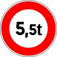 prohibitive traffic sign of 5.5 tons of overload