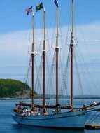 sailing ship near the coast on the atlantic ocean