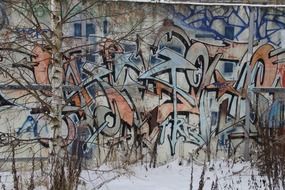 Graffiti on the grey wall