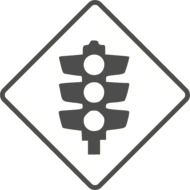 traffic sign with a gray traffic light