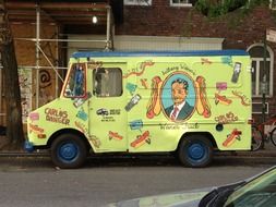 truck with painted hot dogs