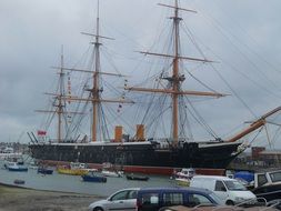 hms warrior in a port