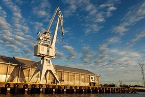 crane harbour morning sky