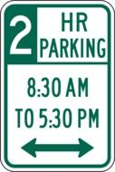 Green parking road sign