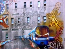 graffiti image of high speed train in Montreal