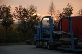 Picture of the truck at the sunrise
