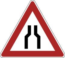 drawn narrowing road sign