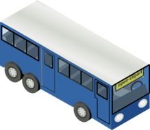 blue bus, top view, illustration