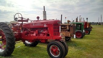 colorful tractors on the farm