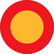 Yellow and red road sign