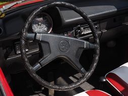 steering wheel and panel of retro Volkswagen beetle