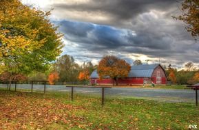 red barn in the tourist park