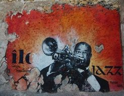 graffiti Louis Armstrong on the wall