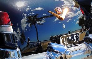 vintage chrome car bumper closeup