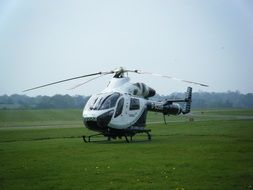 white helicopter on green grass