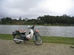 moped near the river