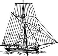 retro sailboat drawing