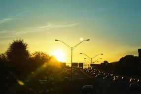 traffic on the road in the evening