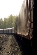 Freight train wagons in motion