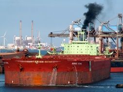 panorama of the ships in the port of rotterdam