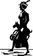 lady with dog silhouette drawing