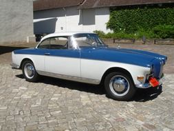 white blue vintage bmw car