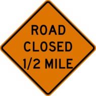 road close 1'2 mile sign drawing