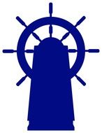 Blue silhouette of Ship wheel