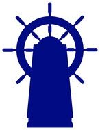 Blue silhouette of Ship wheel