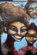 happy african people, mural