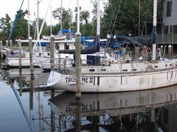 boats stand on the pier