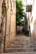 steps on a narrow street in Dubrovnik