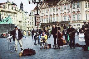 street musicians in the square