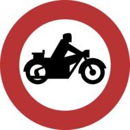 Red sign with motorcycle