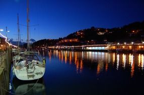 harbour boat at night