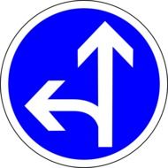 picture of blue go straight or left roadsign