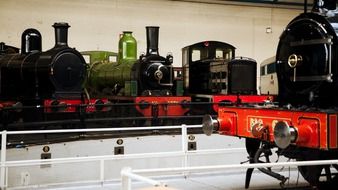 exhibition of old locomotives on display