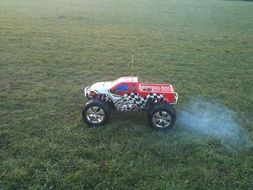 racing car on green grass