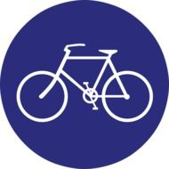 blue sign on the bike lane